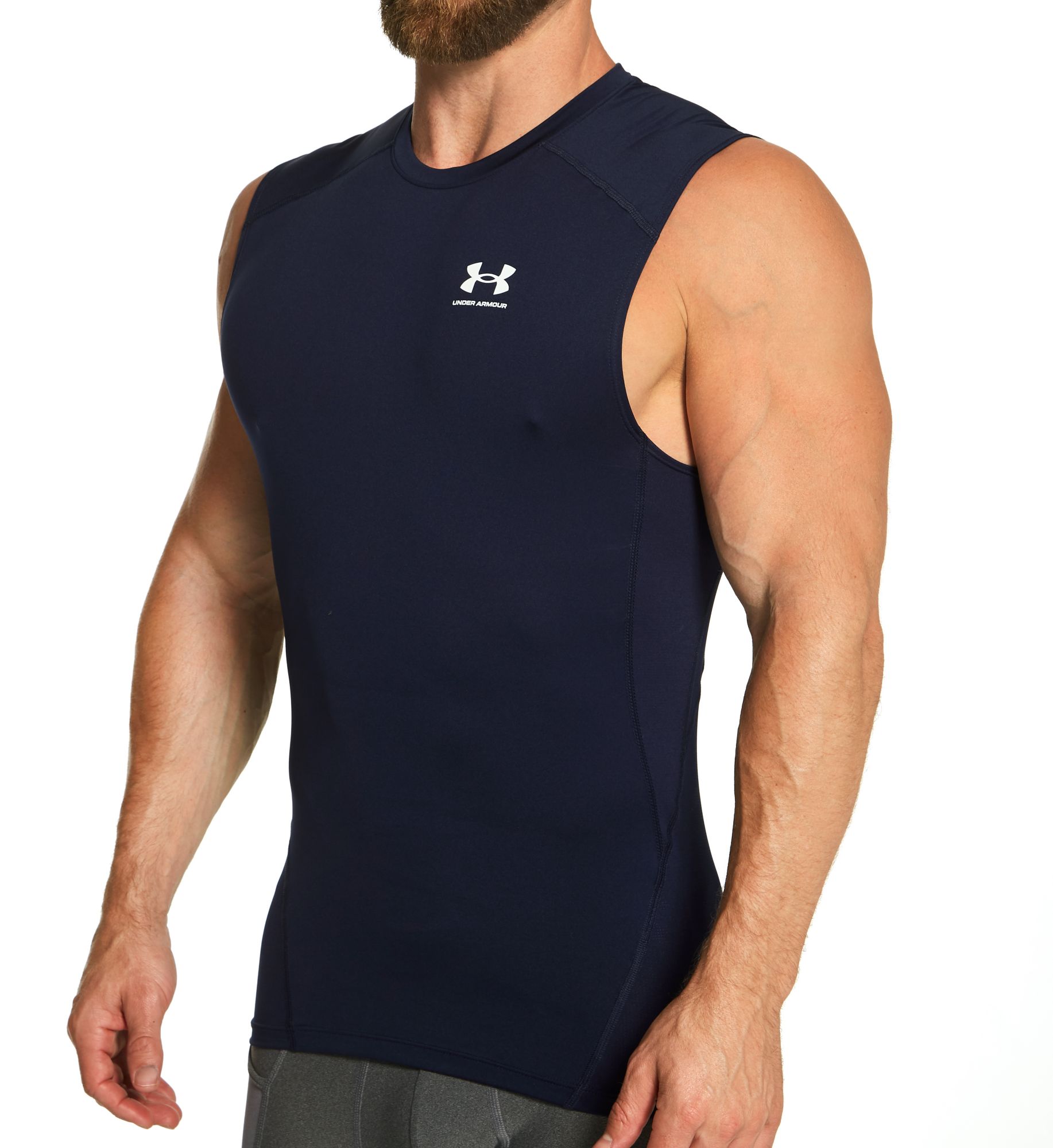 Under Armour Men's Tall Man HeatGear Sleeveless Compression Tank Top in Blue (1361522T) | Size 2XL | HisRoom.com