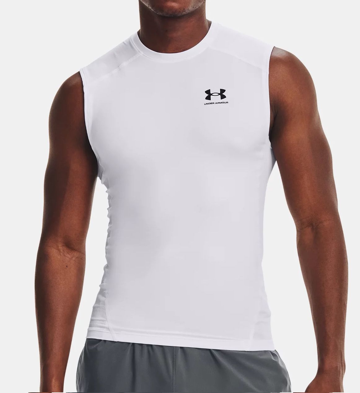 Under Armour Men's Tall Man HeatGear Sleeveless Compression Tank Top in White (1361522T) | Size 2XL | HisRoom.com