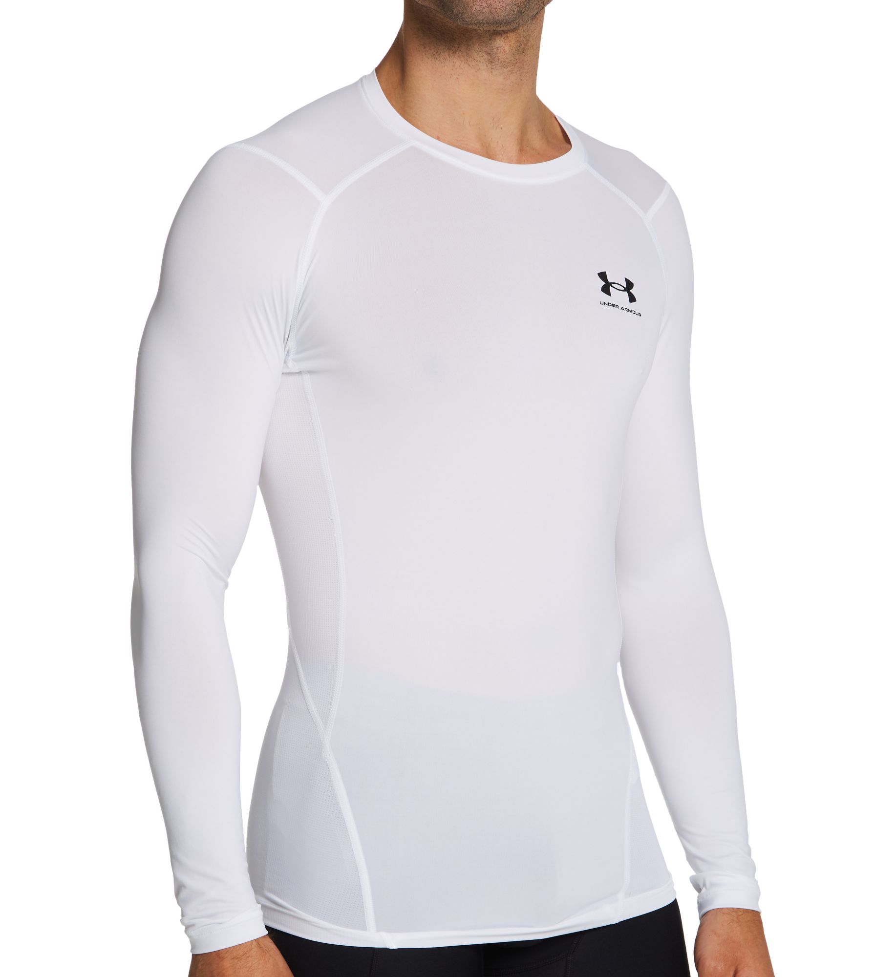 Under Armour Men's HeatGear Long Sleeve Compression T-Shirt in White (1361524) | Size 3XL | HisRoom.com