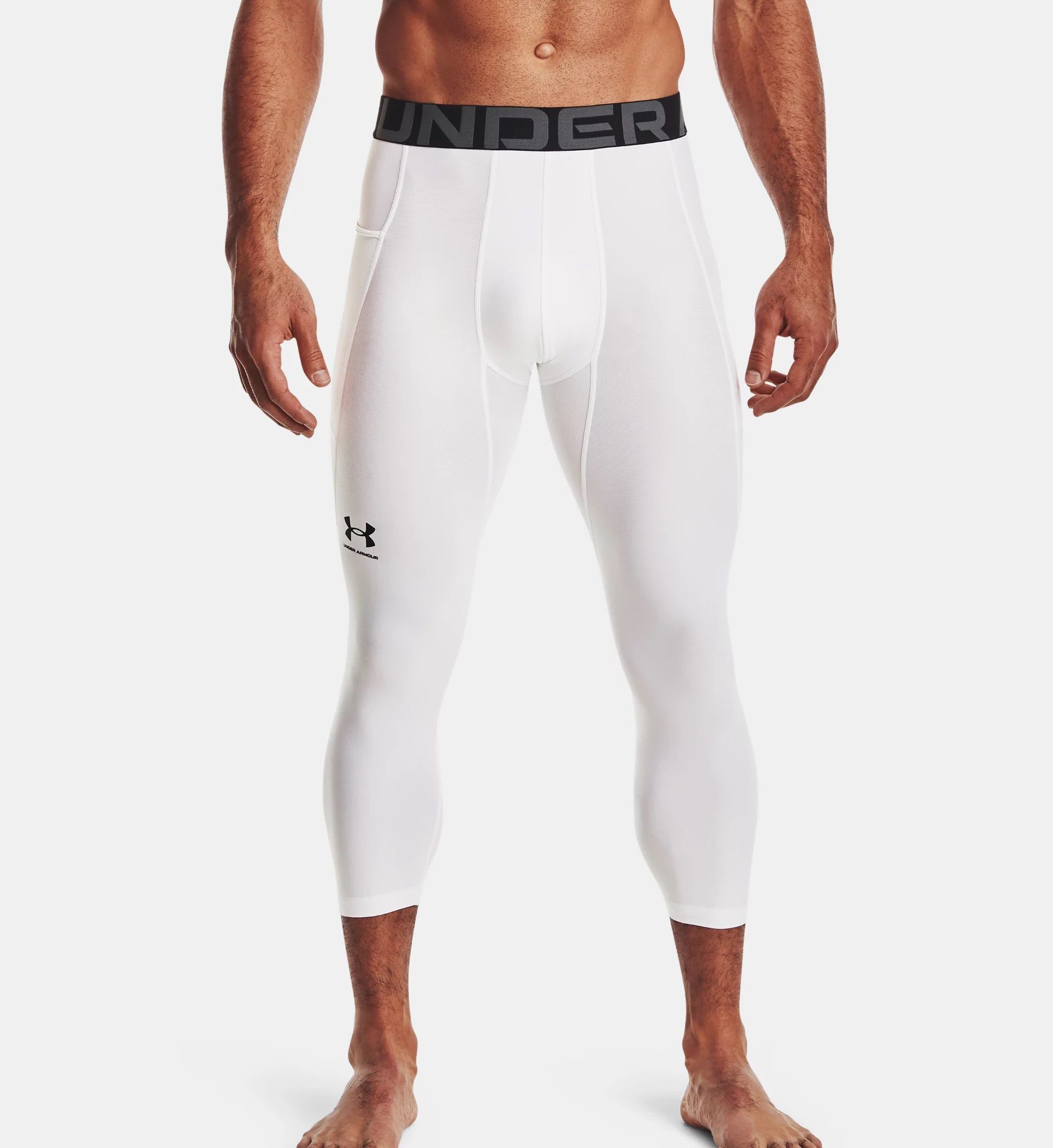 Under Armour Men's HeatGear 3/4 Training Legging in White (1361588) | Size 2XL | HisRoom.com