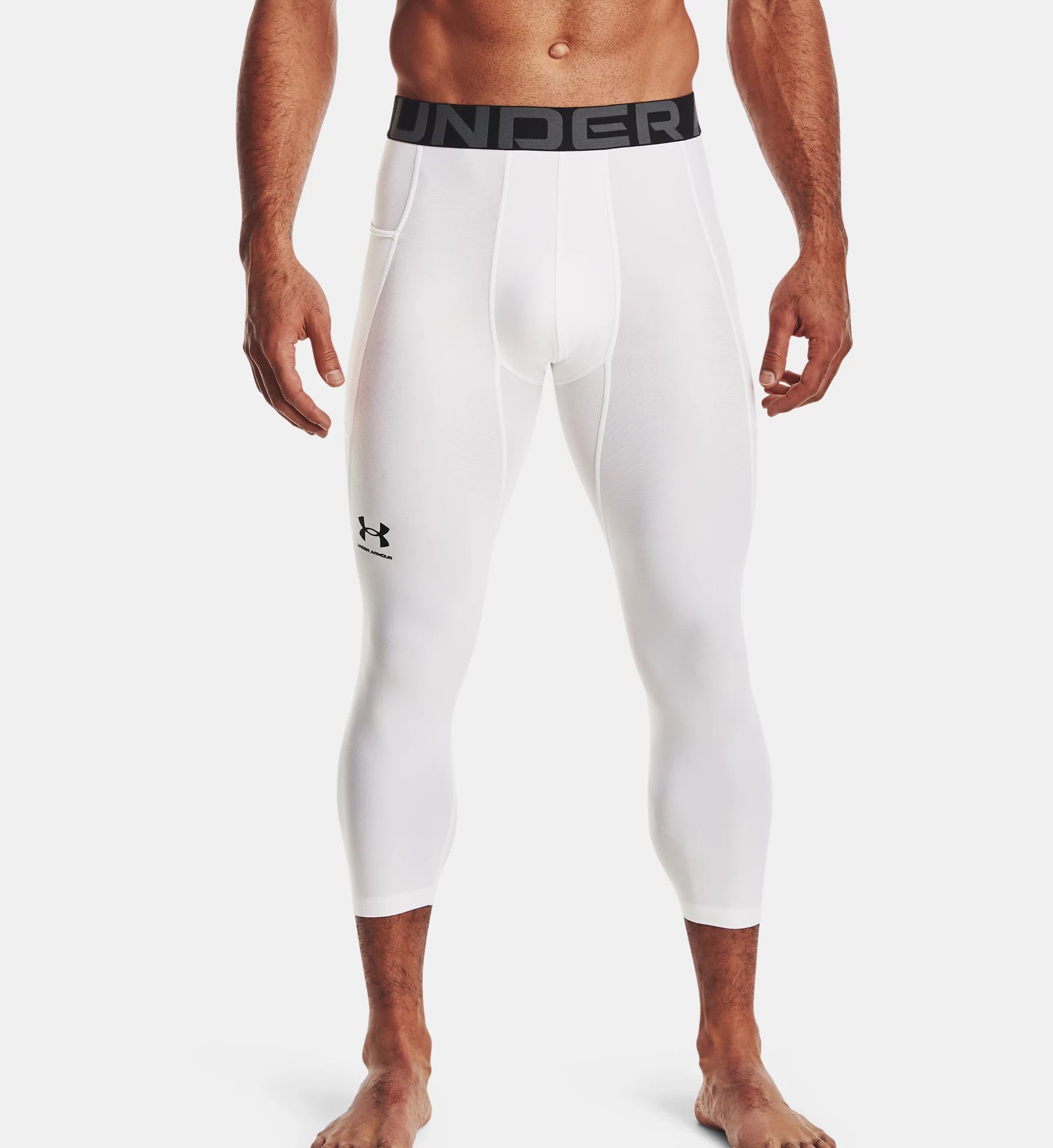 Under Armour Men's Tall Man HeatGear 3/4 Training Legging in White (1361588T) | Size 2XL | HisRoom.com