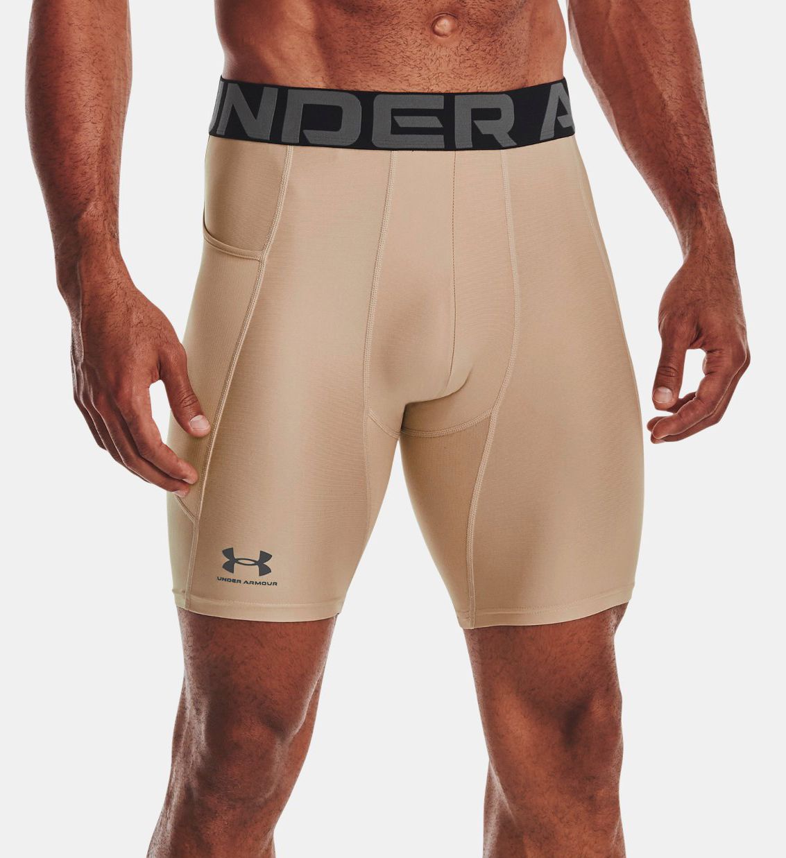 Under Armour Men's HeatGear Compression Short in Beige (1361596) | Size 2XL | HisRoom.com