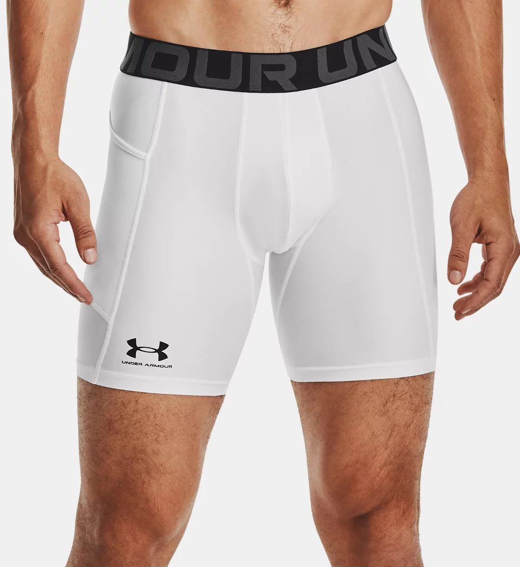 Under Armour Men's HeatGear Compression Short in White (1361596) | Size 3XL | HisRoom.com