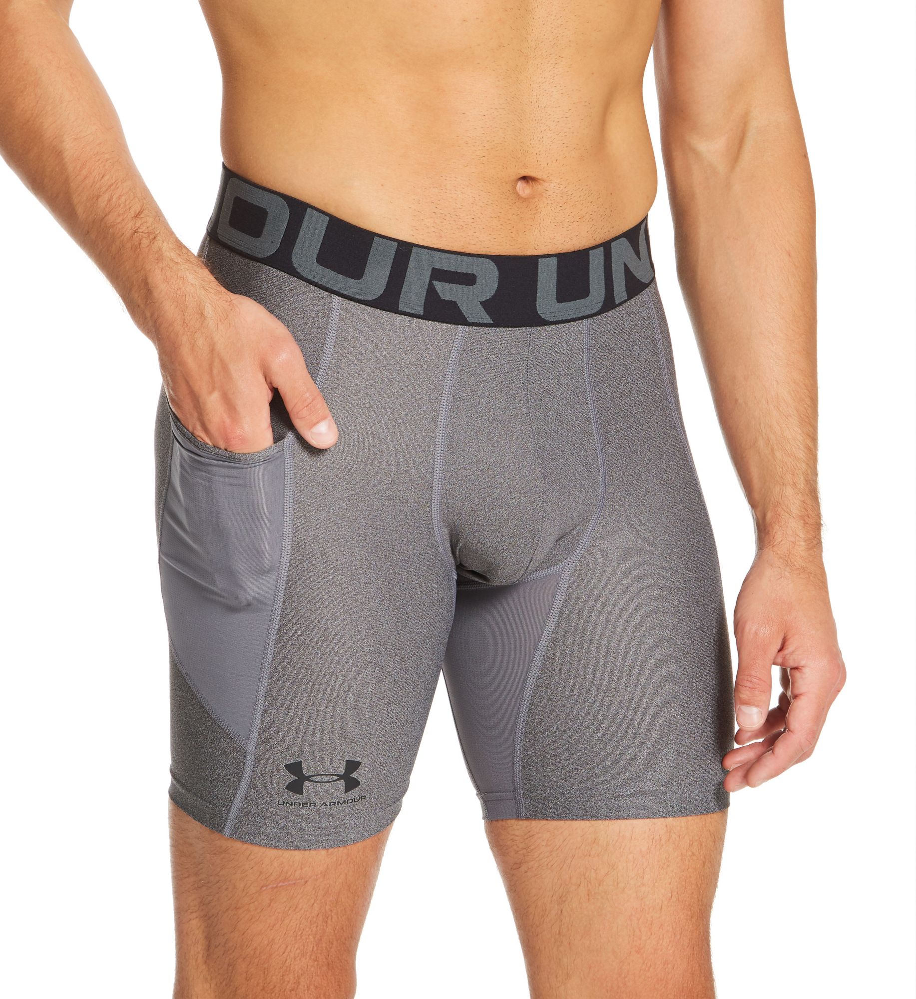 Under Armour Men's Tall Man HeatGear Compression Short in Gray (1361596T) | Size 2XL | HisRoom.com