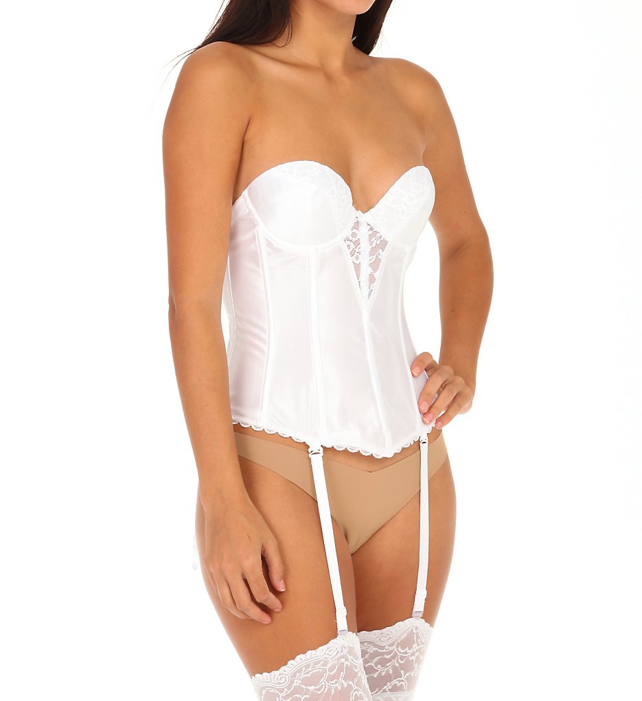 Va Bien 6363 Lace Plunge Low Back Bustier with Garters - Picture 3 of 3