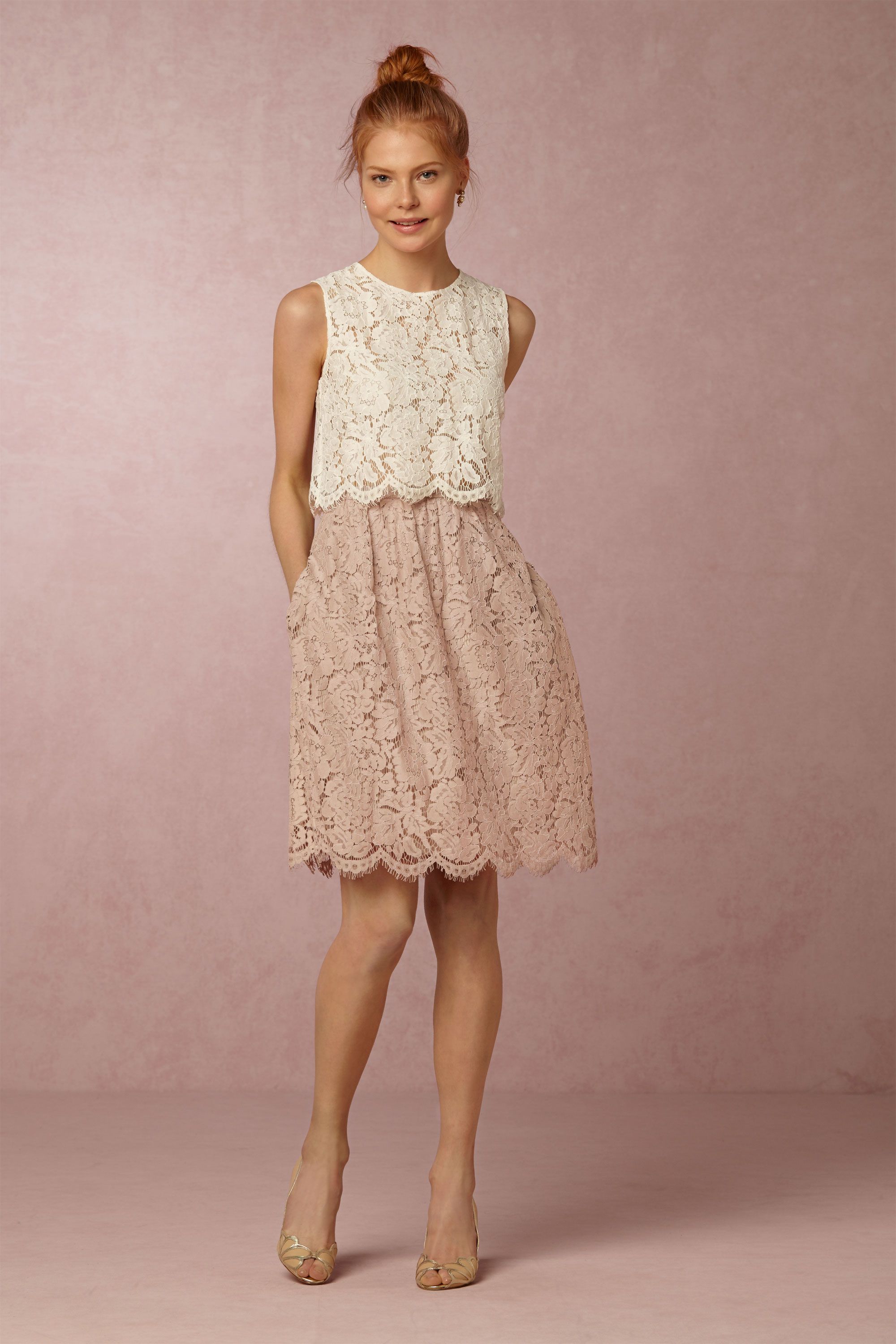 Cleo Top And Lydia Lace Skirt In Bride Bhldn 7532