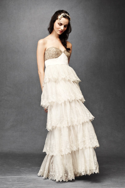 Burnished Organza Gown Champagne in Bride | BHLDN