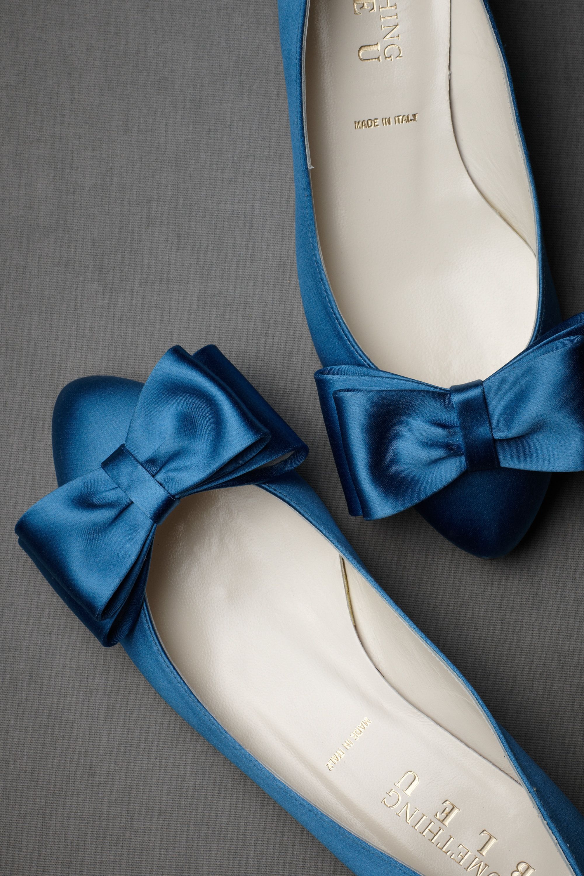 blue flats with bow