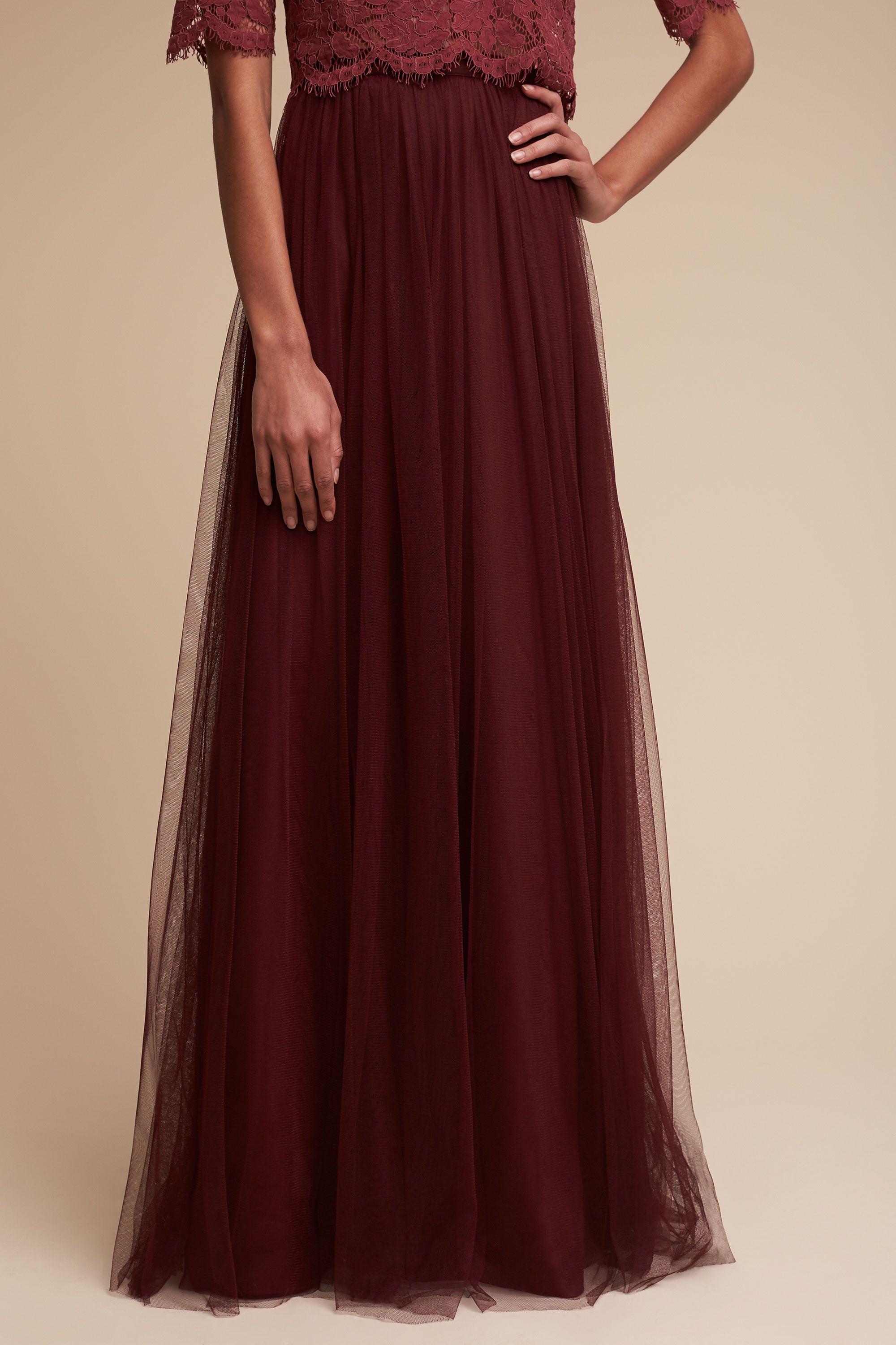 maroon tulle dress