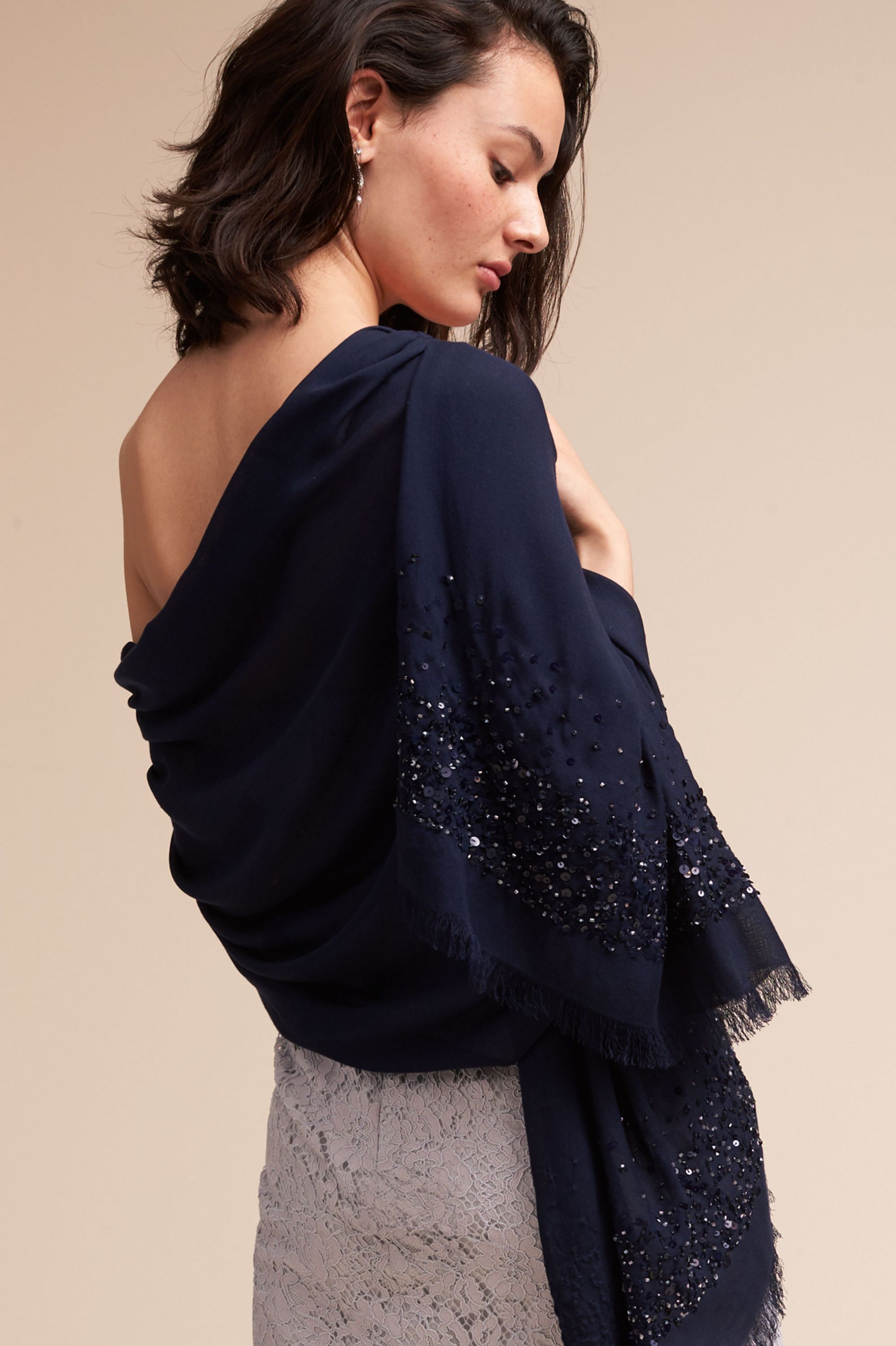 navy sequin shawl