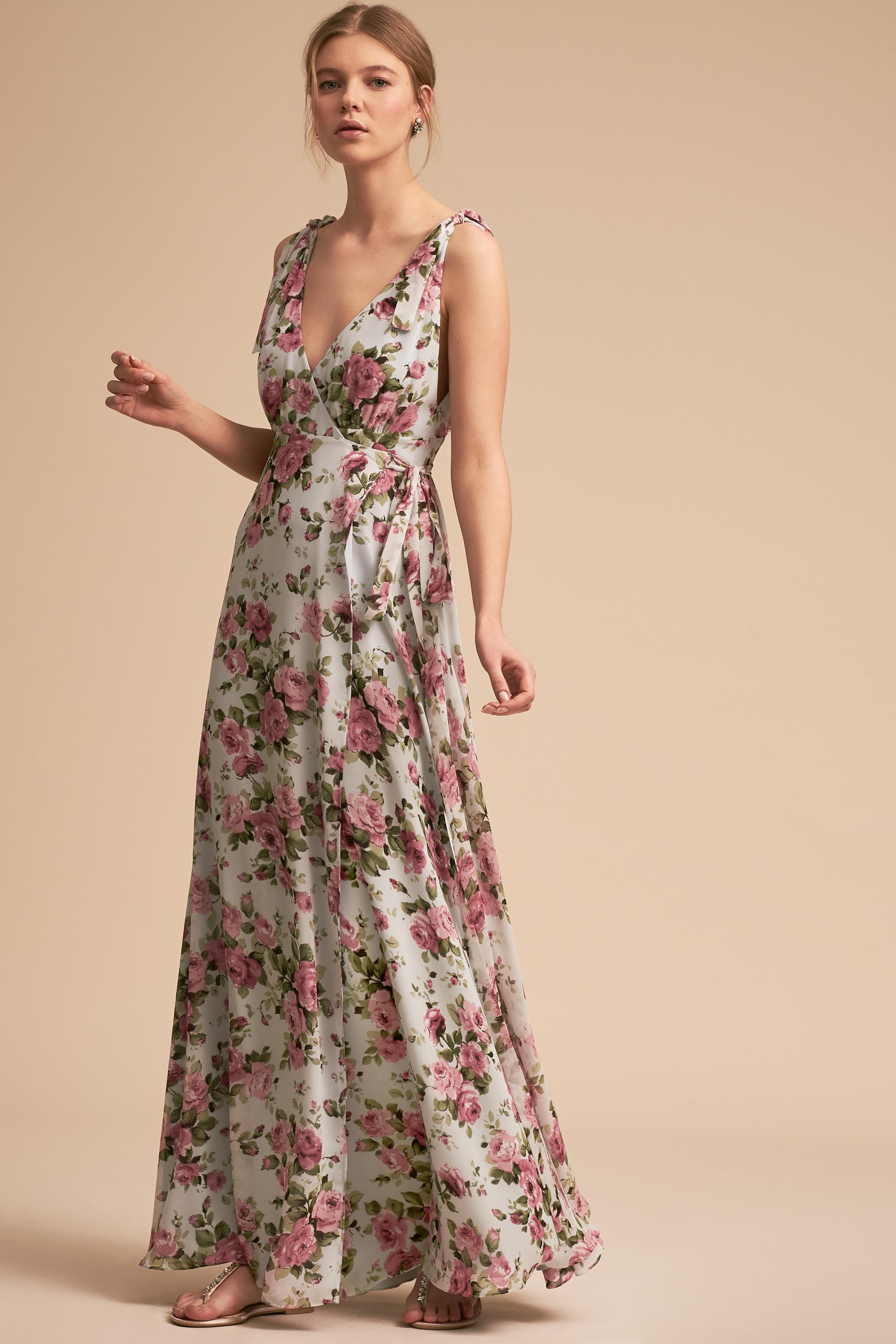 burgundy floral bridesmaid dress