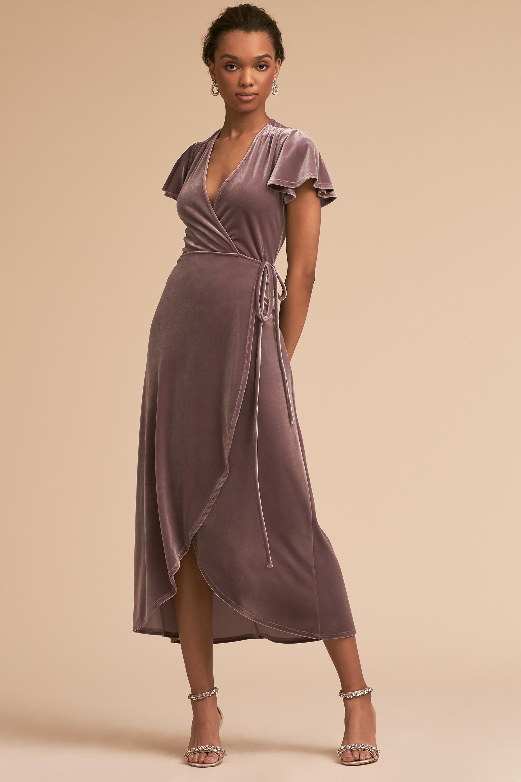 bhldn velvet wrap dress