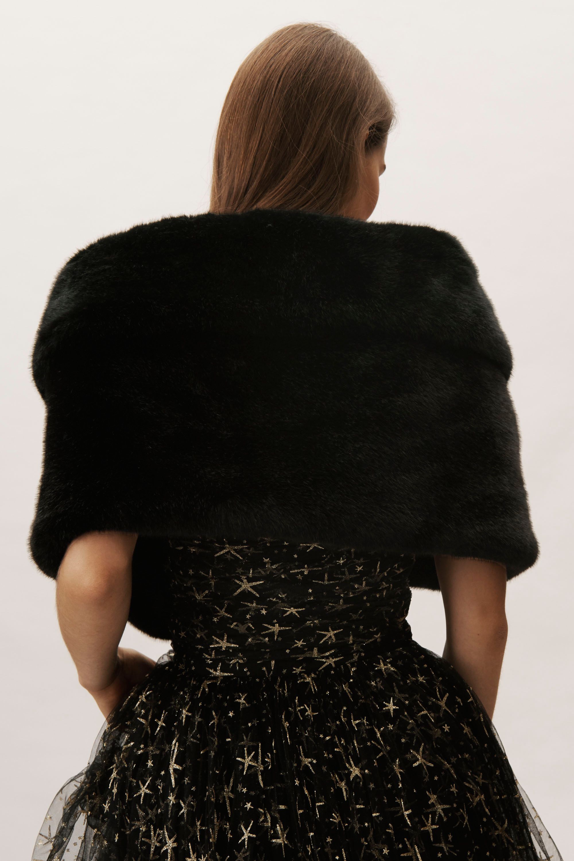 adrianna papell faux fur shrug