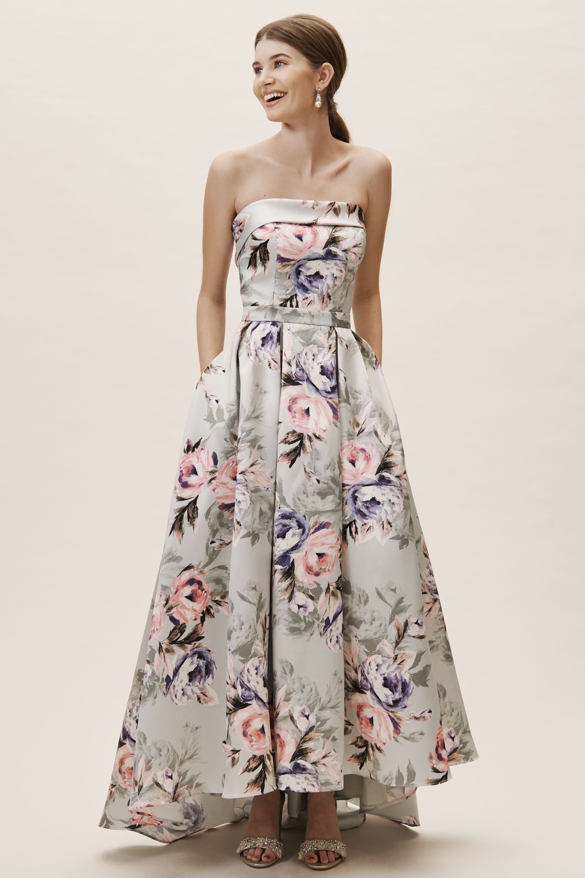 flower strapless dress