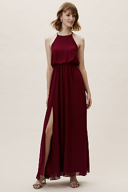 Wine Colored High Low Bridesmaid Dresses