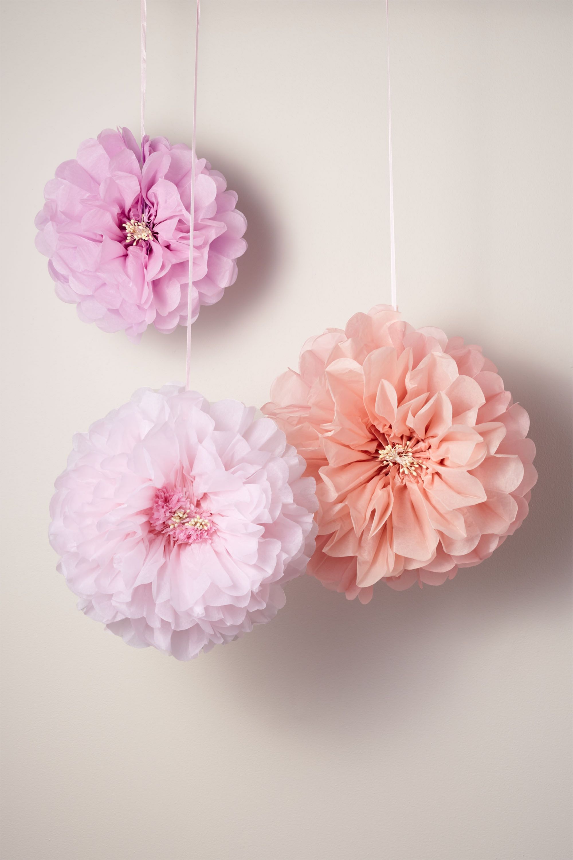 Pink Flower Pom Poms | BHLDN