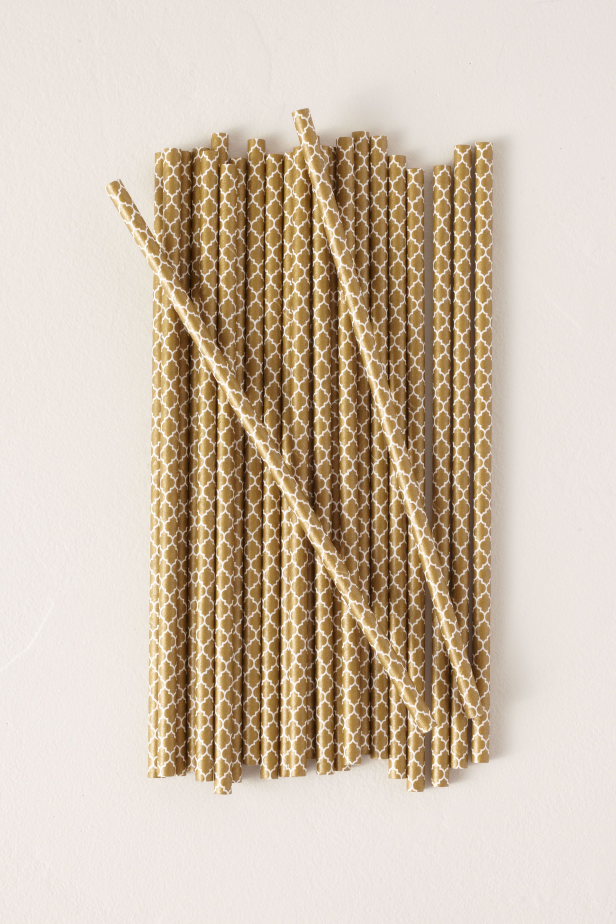 Gold Quatrefoil Paper Straws | BHLDN