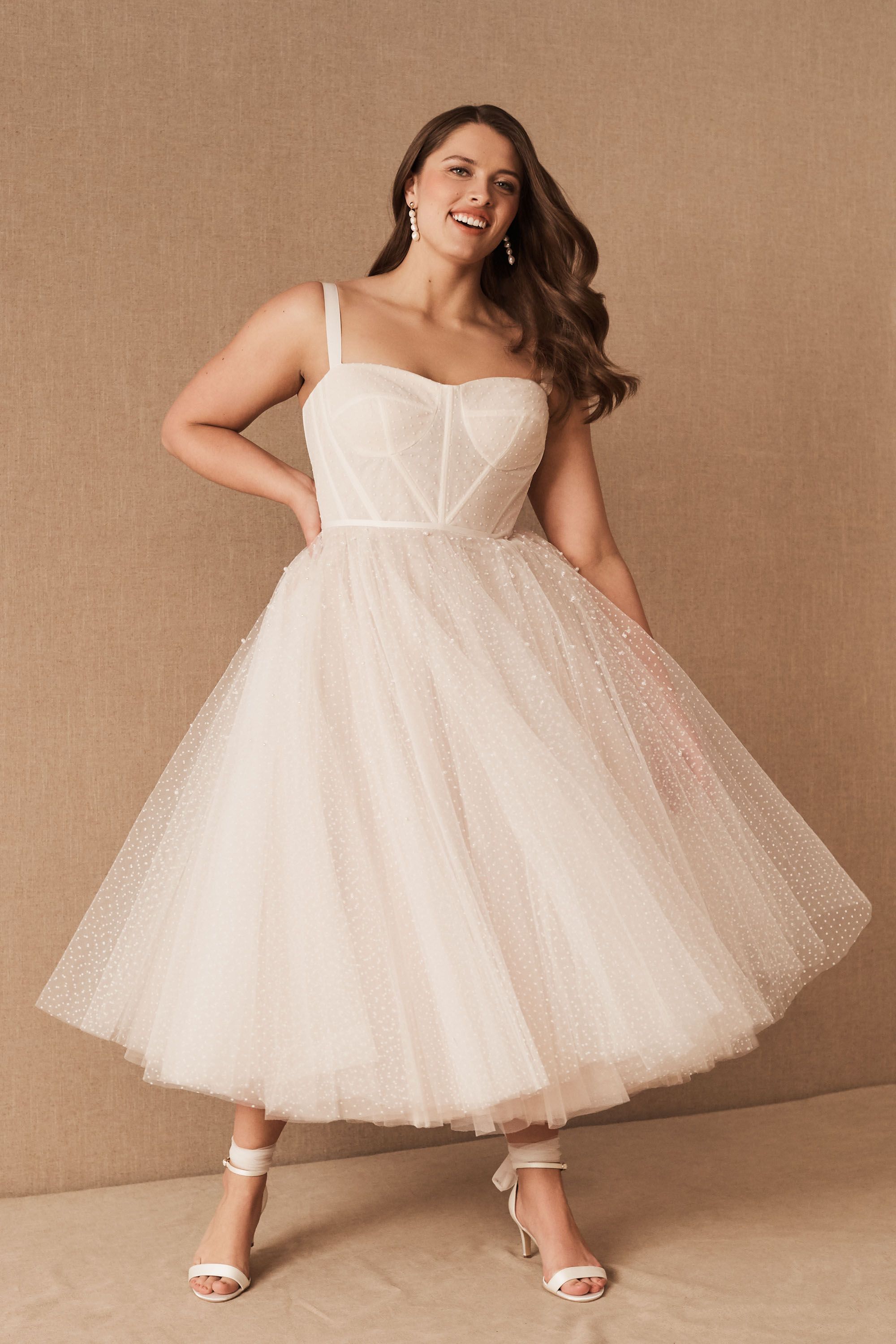 white bridal shower dress plus size