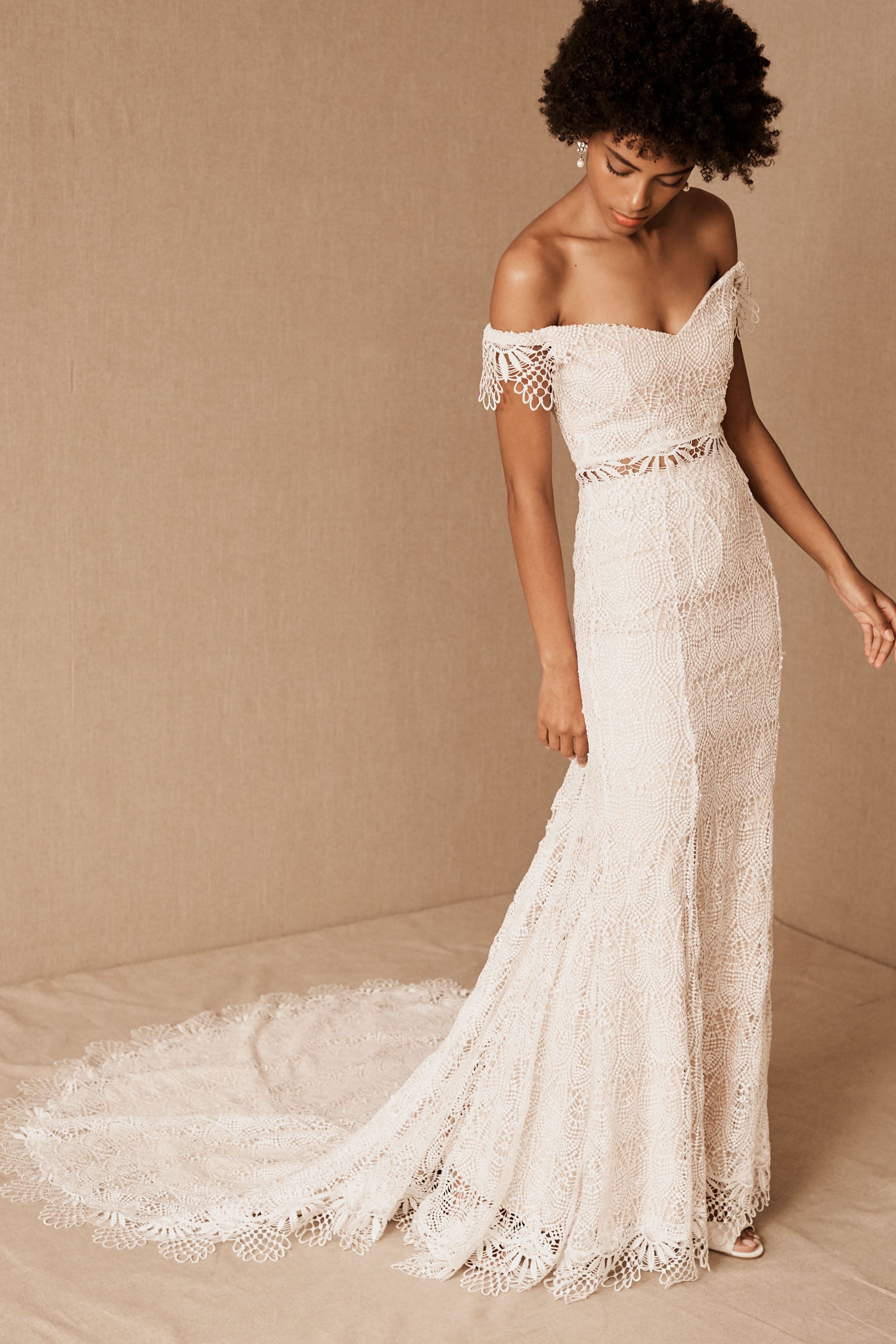 bhldn cascading lace gown