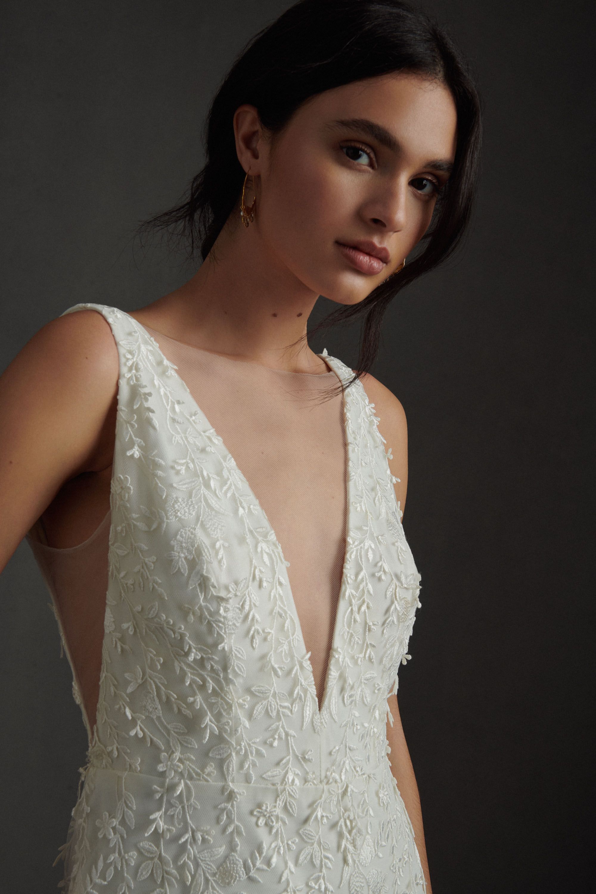 wedding gown with removable train