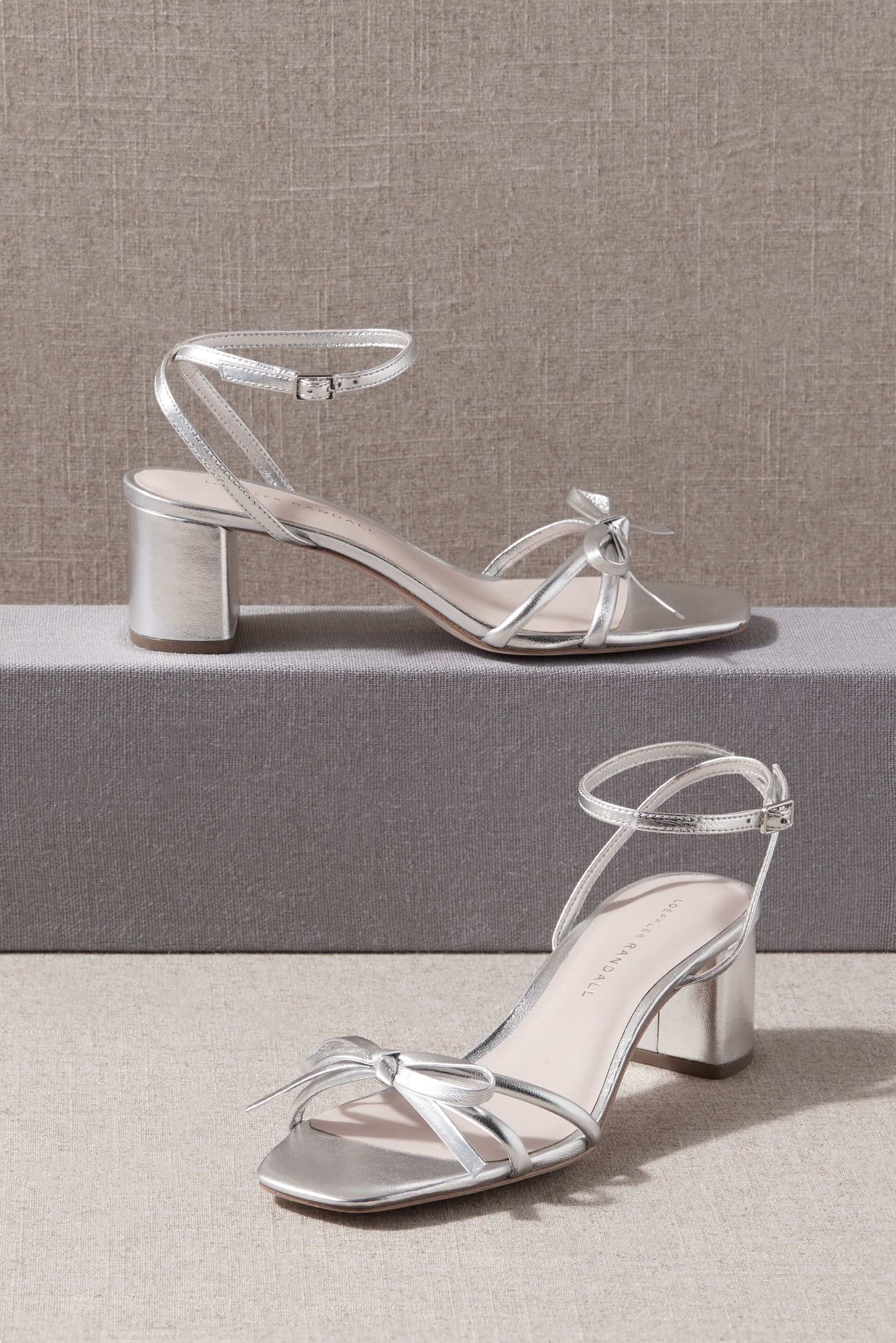 silver heels with bow