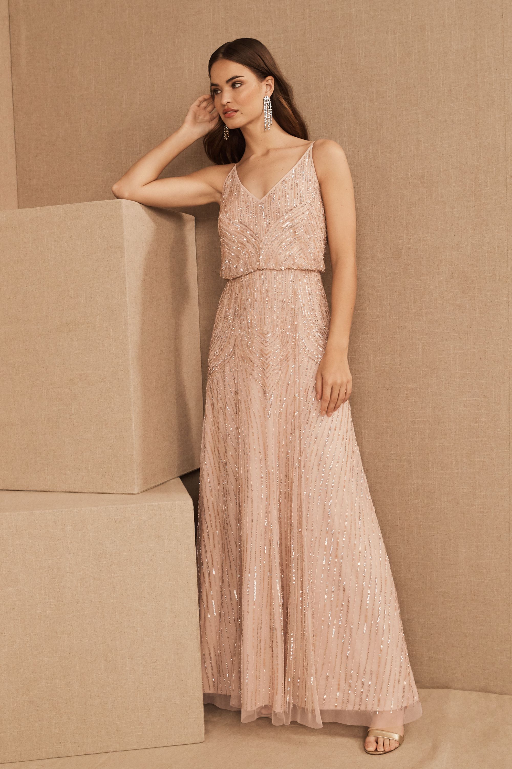 blush beaded maxi dress