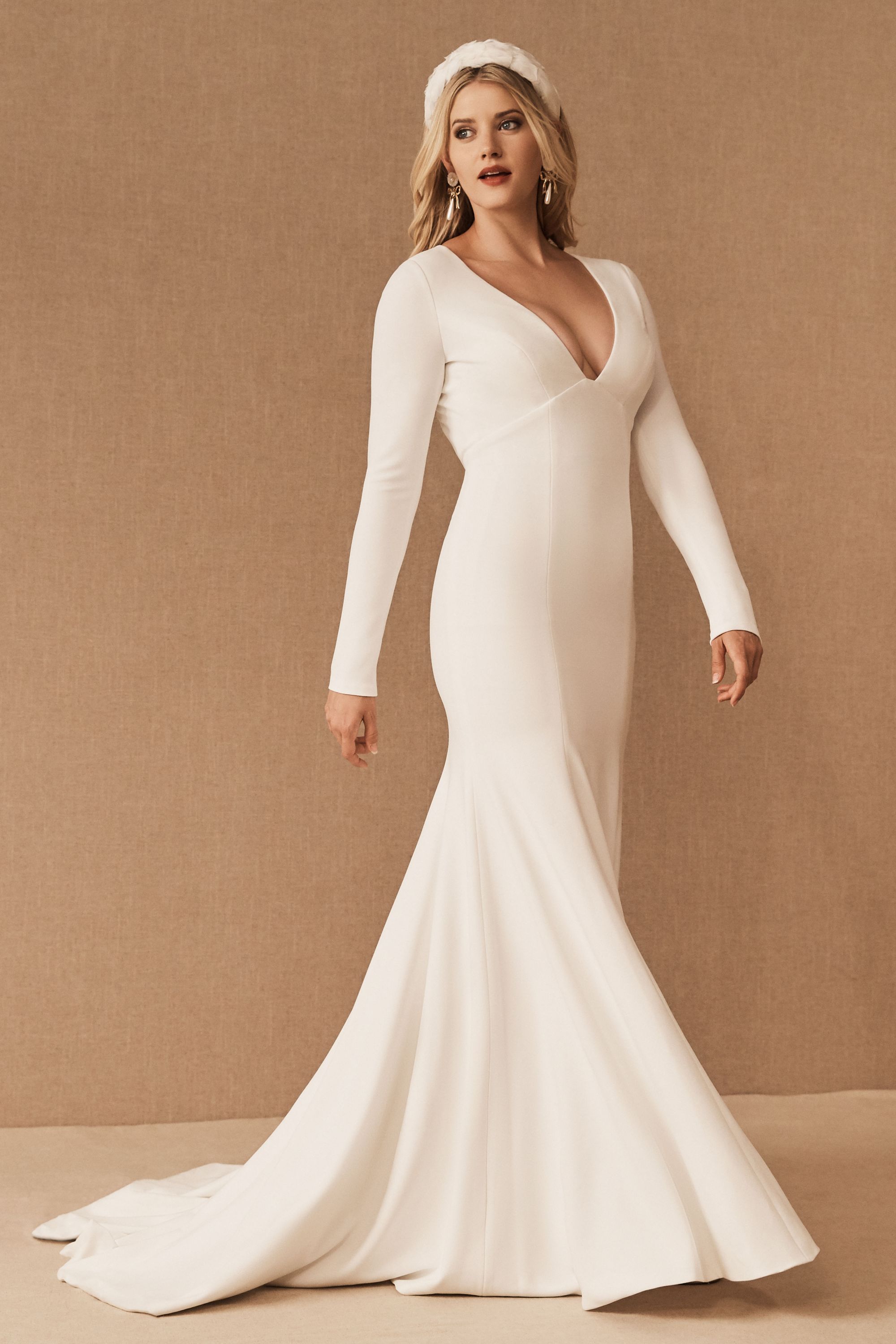 bhldn long sleeve wedding gown