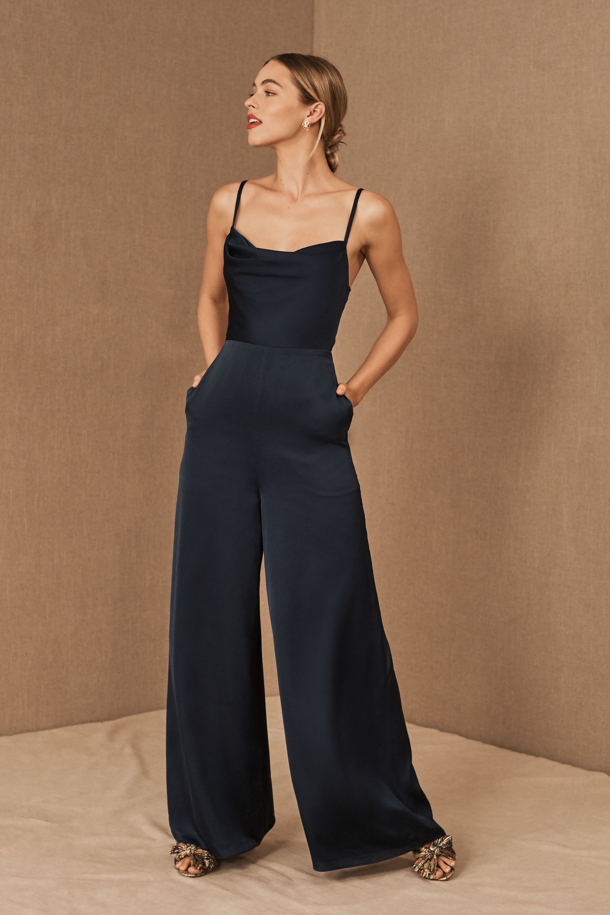 navy blue bridesmaid jumpsuit