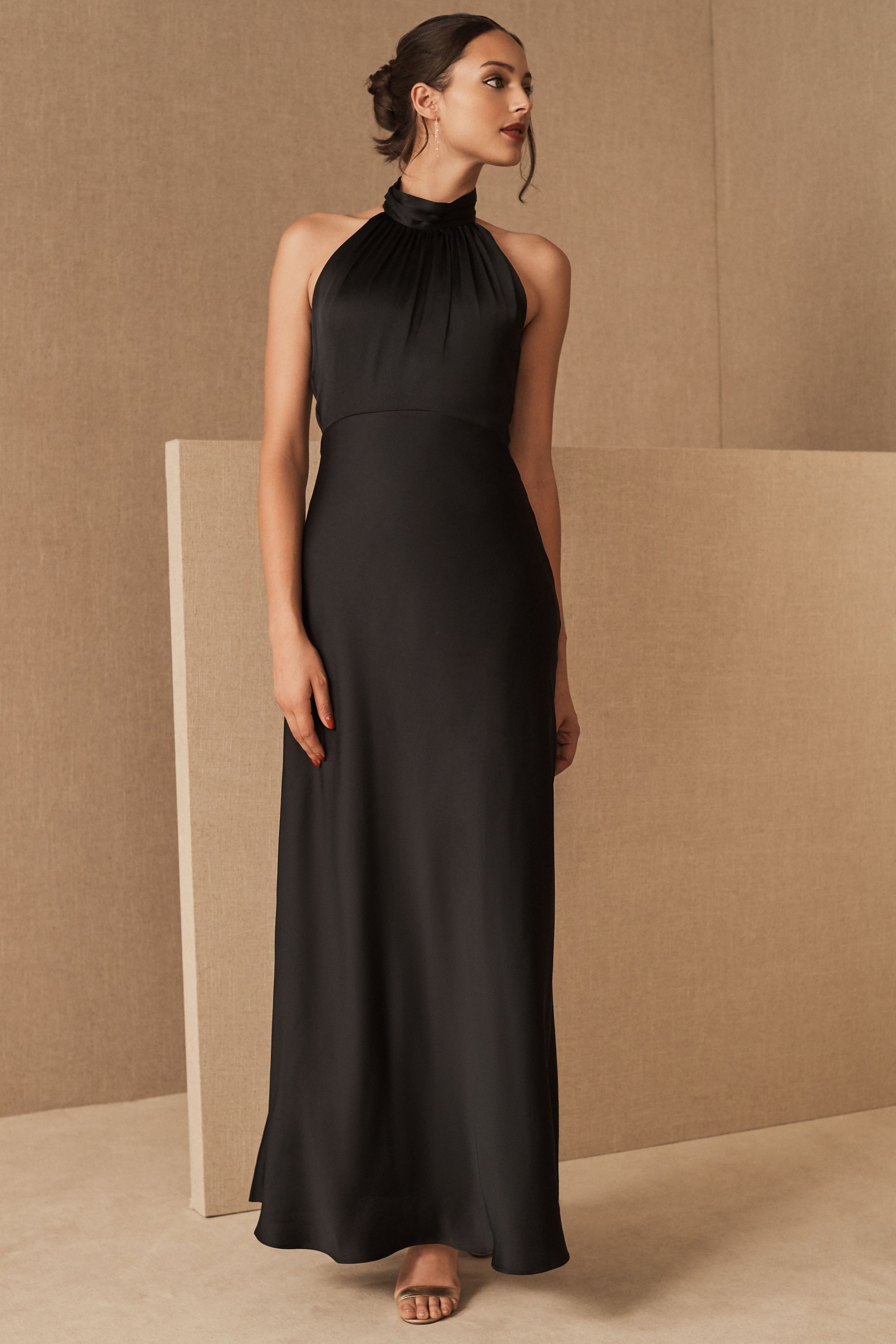 satin dress high neck