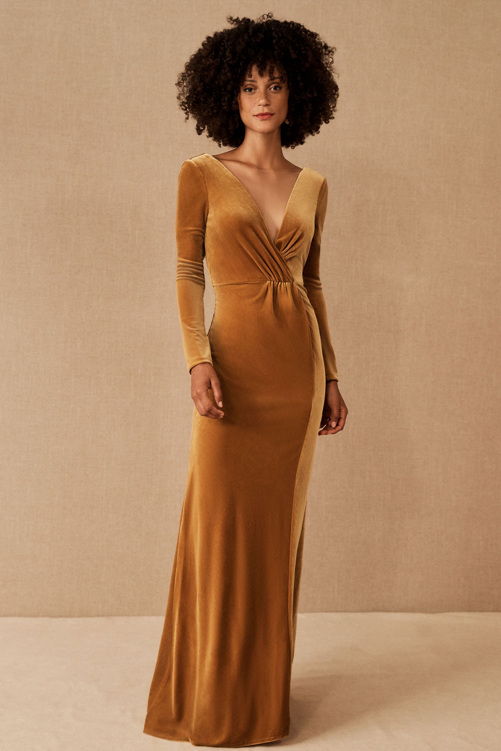 orange velvet maxi dress