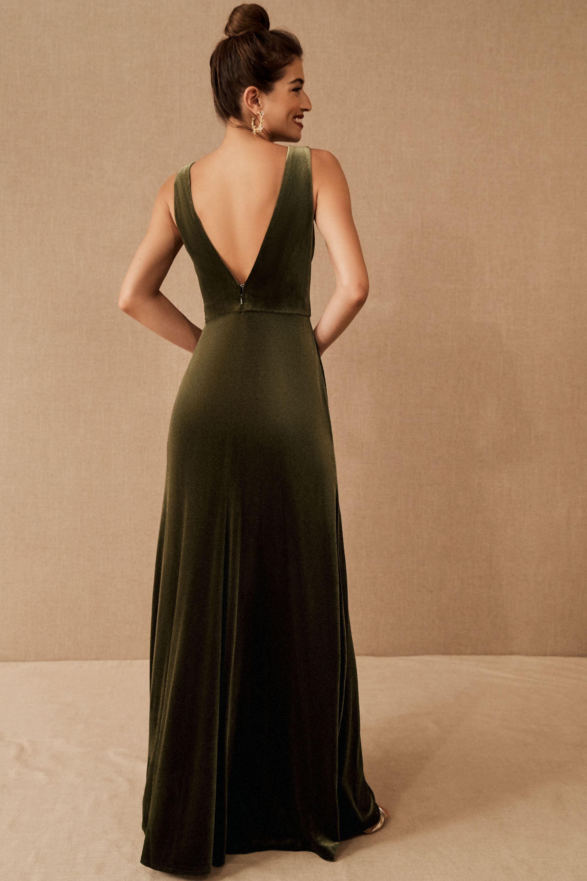 jenny yoo green velvet dress