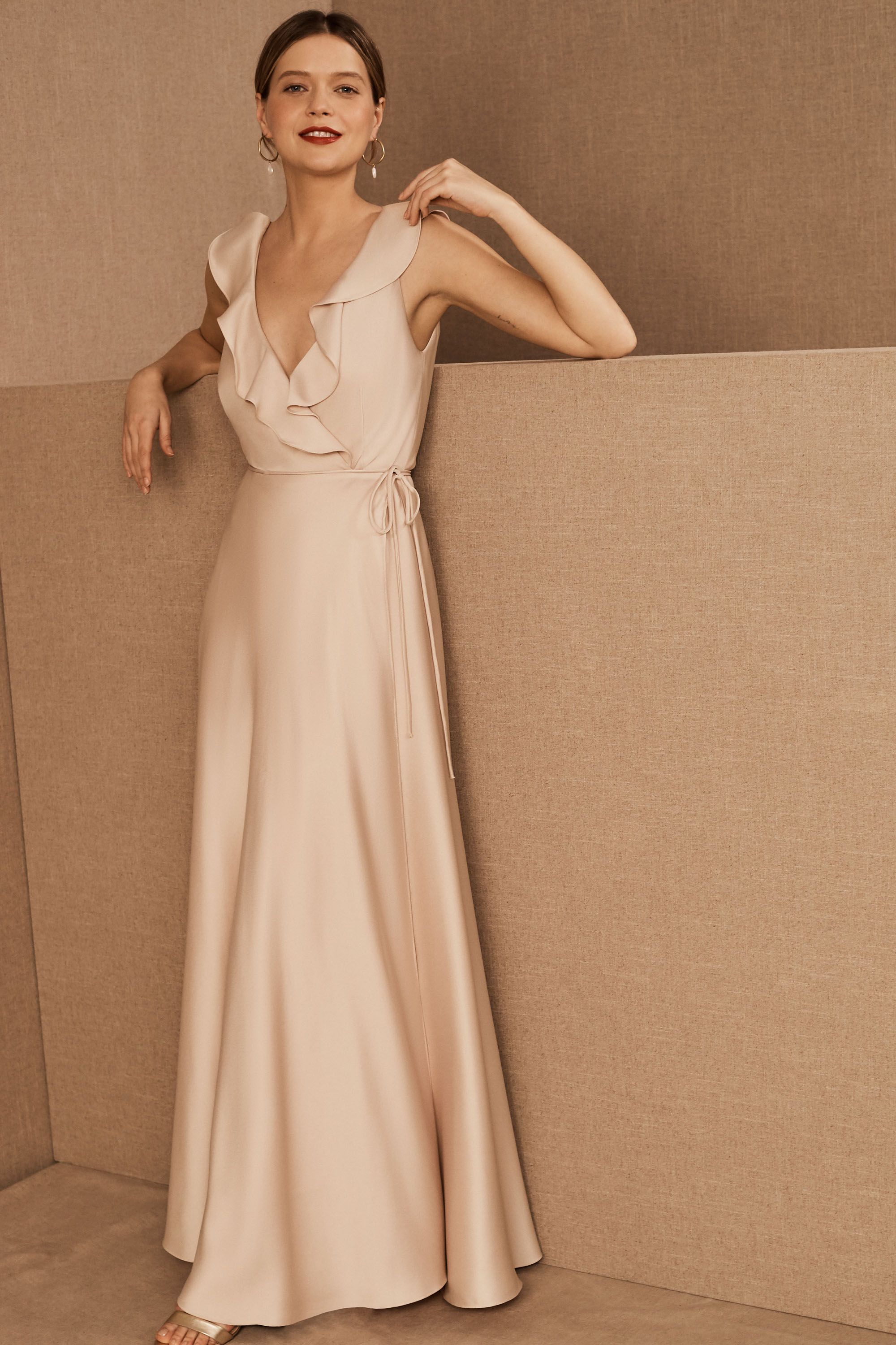 satin maxi bridesmaid dress