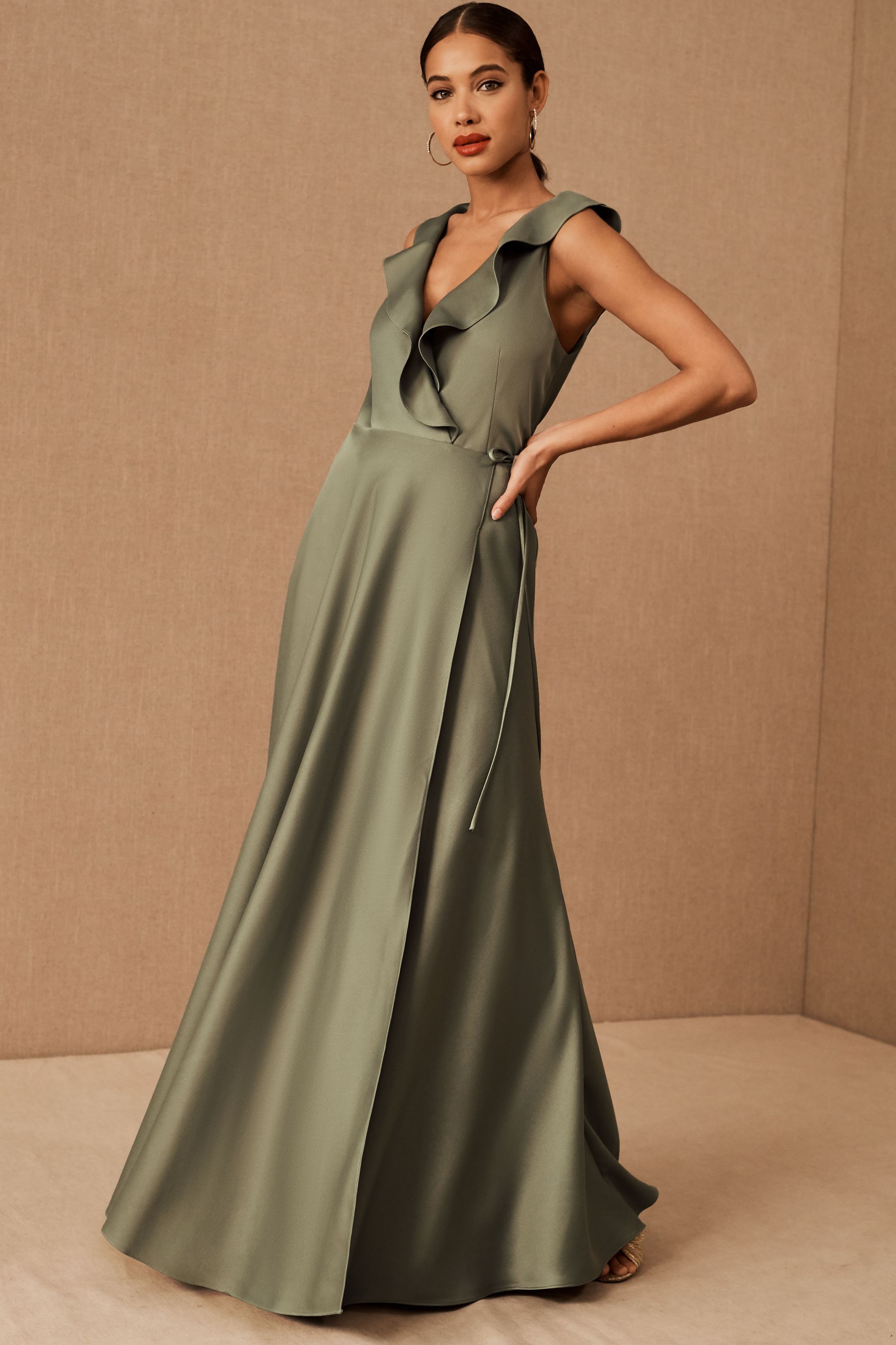 moss green chiffon dress