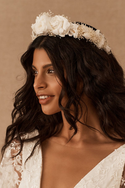 Bridal hair styles Wedding Crown for Bride Tiara Bridal pearl tiara Flower Headpiece Bridal flower headband EVON Bridal Crown