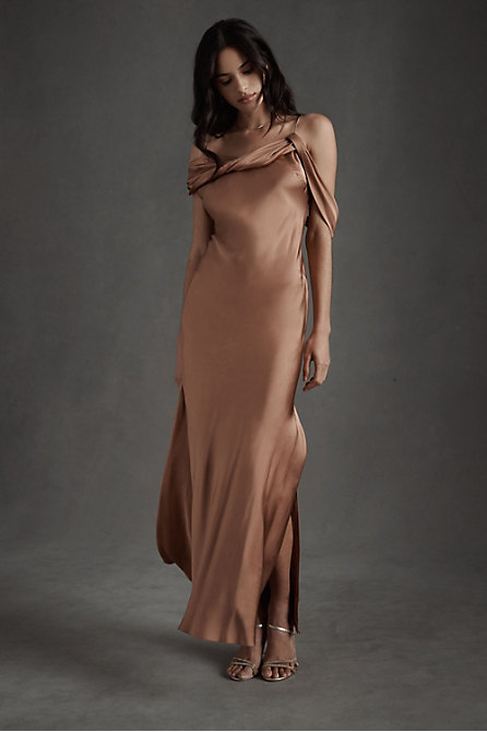Fame and Partners Draped Off The Shoulder Maxi Dress