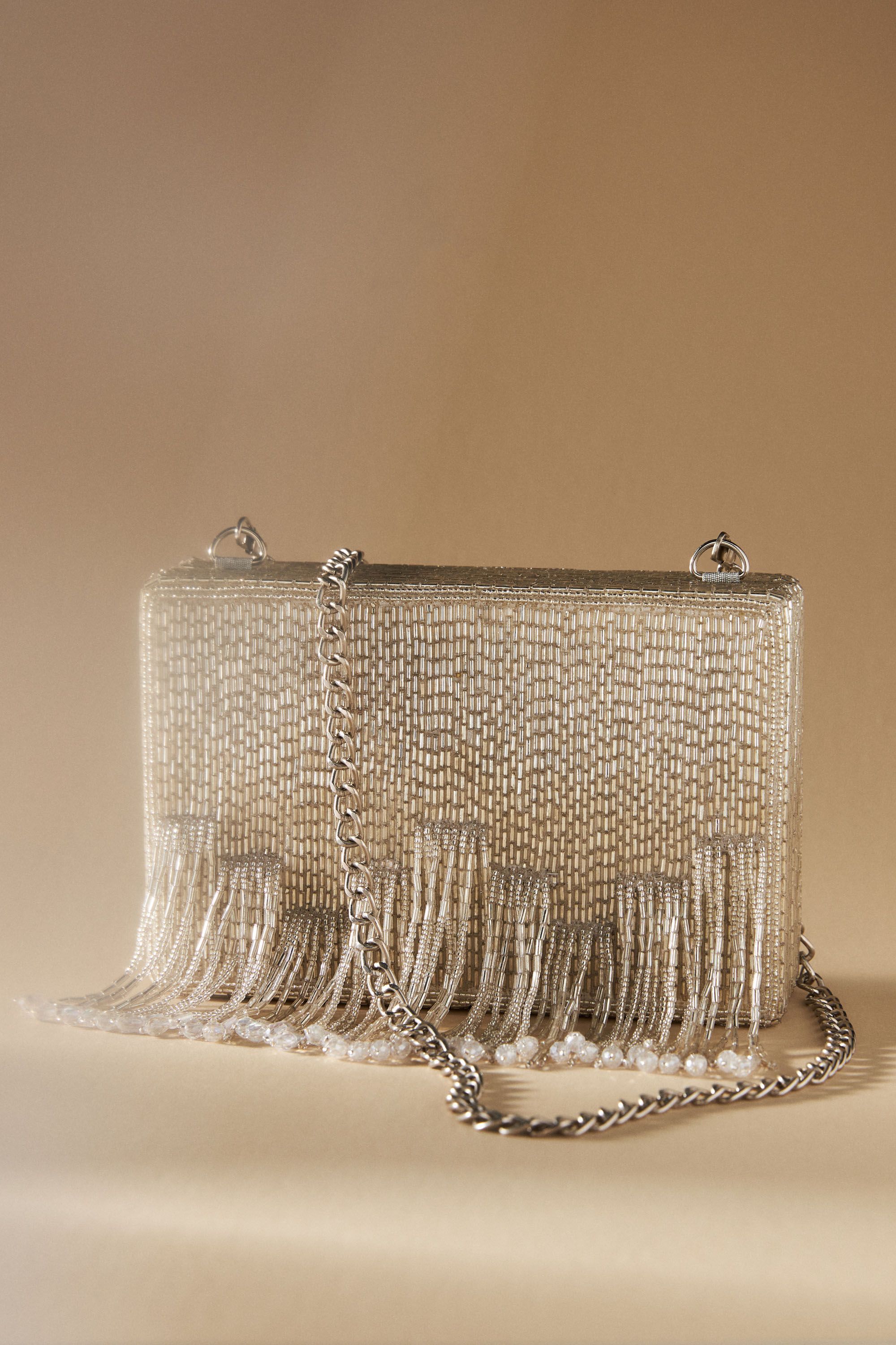Beaded Tassel Box Clutch
