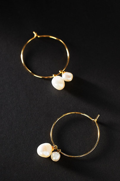 View larger image of Pearl-Pendant Hoop Earrings
