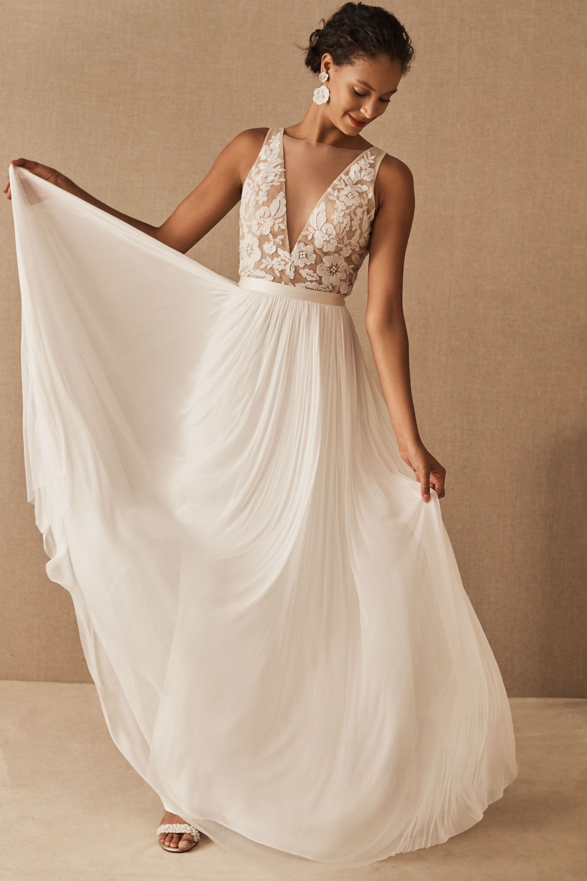 wedding dress with wrap around skirt