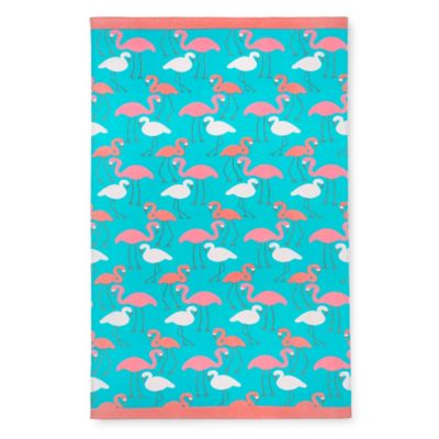 Large Striped Beach Towels and Beach Umbrellas - Bed Bath & Beyond  image of Flamingo Printed Beach Towel in Pink