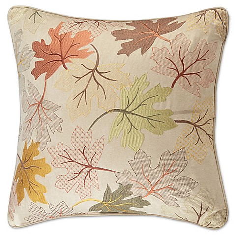 Madison Park Fallen Leaves 20-Inch Square Throw Pillow in Tan - Bed Bath & Beyond