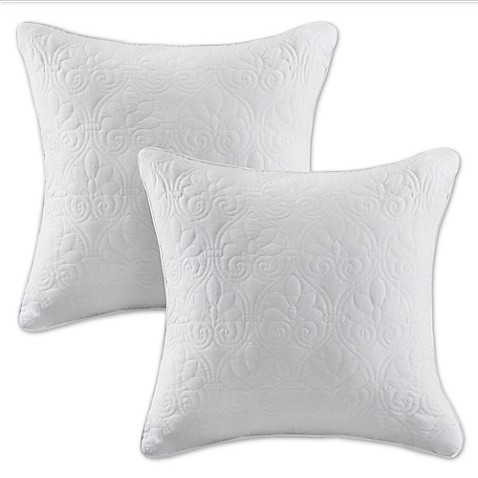 Buy Madison Park Quebec 20-Inch Square Throw Pillows in White (Set of 2) from Bed Bath & Beyond