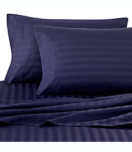 Set de sábanas queen de algodón Wamsutta® Damask Stripe, de 500 hilos color azul marino