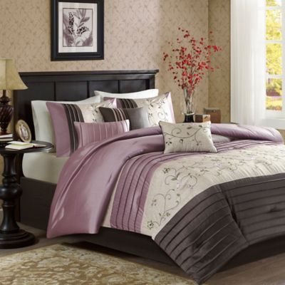 madison park serene embroidered 7 piece purple comforter se