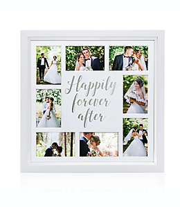 Portarretratos con marco de MDF Pearhead® Happily Forever After para 8 fotografías color blanco