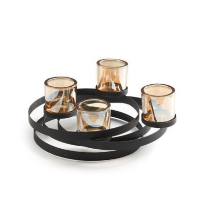 Danya B. Circles Metal Centerpiece with Iridescent Glass Cups - Bed ...