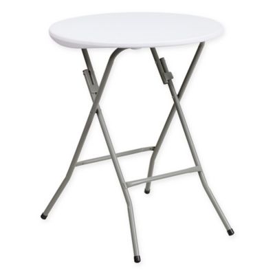 Flash Furniture Plastic Round Granite Folding Table in White - Bed Bath ...