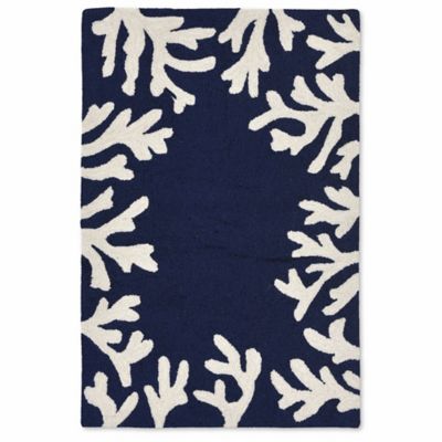 Liora Manne Capri Coral Border Indoor/Outdoor Rug in Navy - Bed Bath ...