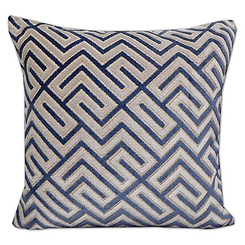 Greek Key Velvet Throw Pillow in Blue - Bed Bath & Beyond