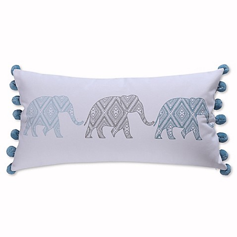 Levtex Home Fabi Elephant Pom Pom Throw Pillow in Grey/Blue - Bed Bath & Beyond
