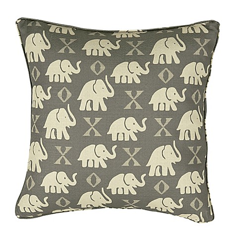 Rose Tree Elephant 18-Inch Square Throw Pillow in Grey - Bed Bath & Beyond